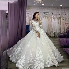 Luxury Plus Wedding Dress Lace Appliques Tulle Organza Floor-Length Ball Gown