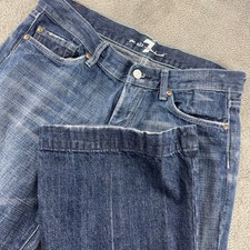 7 For All Mankind Dojo Jeans Womens 29 Blue Excellent Flare Wide Leg Low Rise