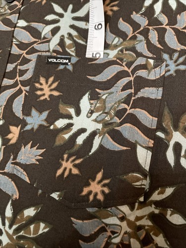 Volcom Warbler Size M Tropical Reef Leaves Cotton Shirt Front Pocket NEW $60 - Picture 7 of 8
