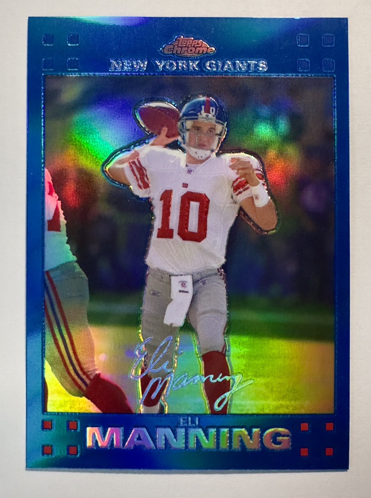 2007 Topps Chrome Blue Refractor Eli Manning #TC61 SSP Color Match! Giants
