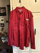 Magellan Outdoors Fish Gear Angler Fit Mag Shield Fishing Shirt Men's Large Red