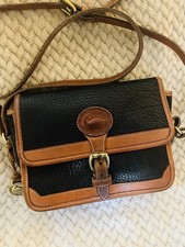 Dooney  Bourke Vintage Black And Tan Medium Surrey AWL Crossbody Bag GUC