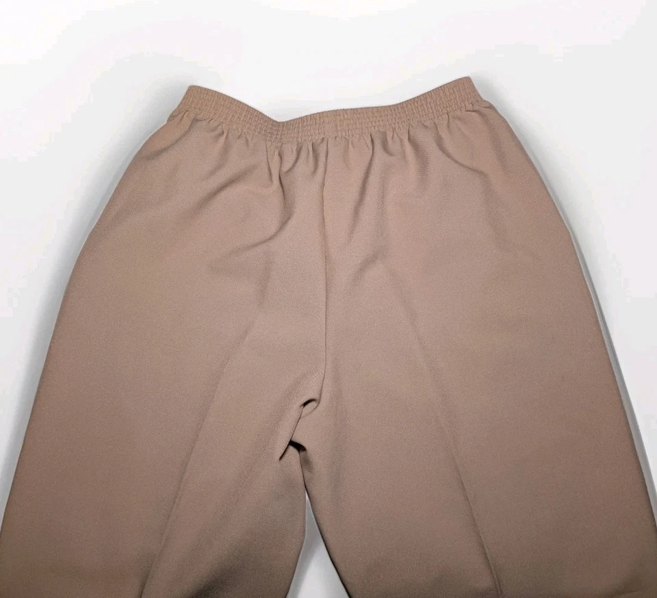 BON WORTH Light Brown Pull On Pants POCKETS Elastic Waist POLYESTER Womens Large - Image 2 of 4
