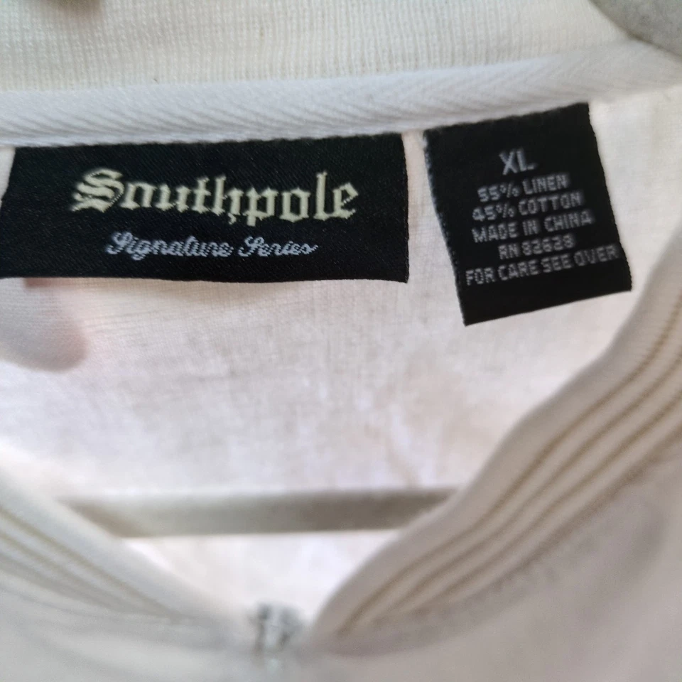 Conjunto de Traje de Pista Southpole De Colección Para Hombres XL Blanco Tostado Lino Signature Series Y2K Foto 4 de 4