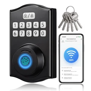 RUIKANG Power Built-in WiFi Smart Lock, Keyless Entry Door Lock for Black