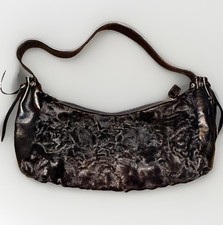 Mini borsa a tracolla Paolo Masi in pelliccia di shearling di agnello nero e pelle micro BoHo 