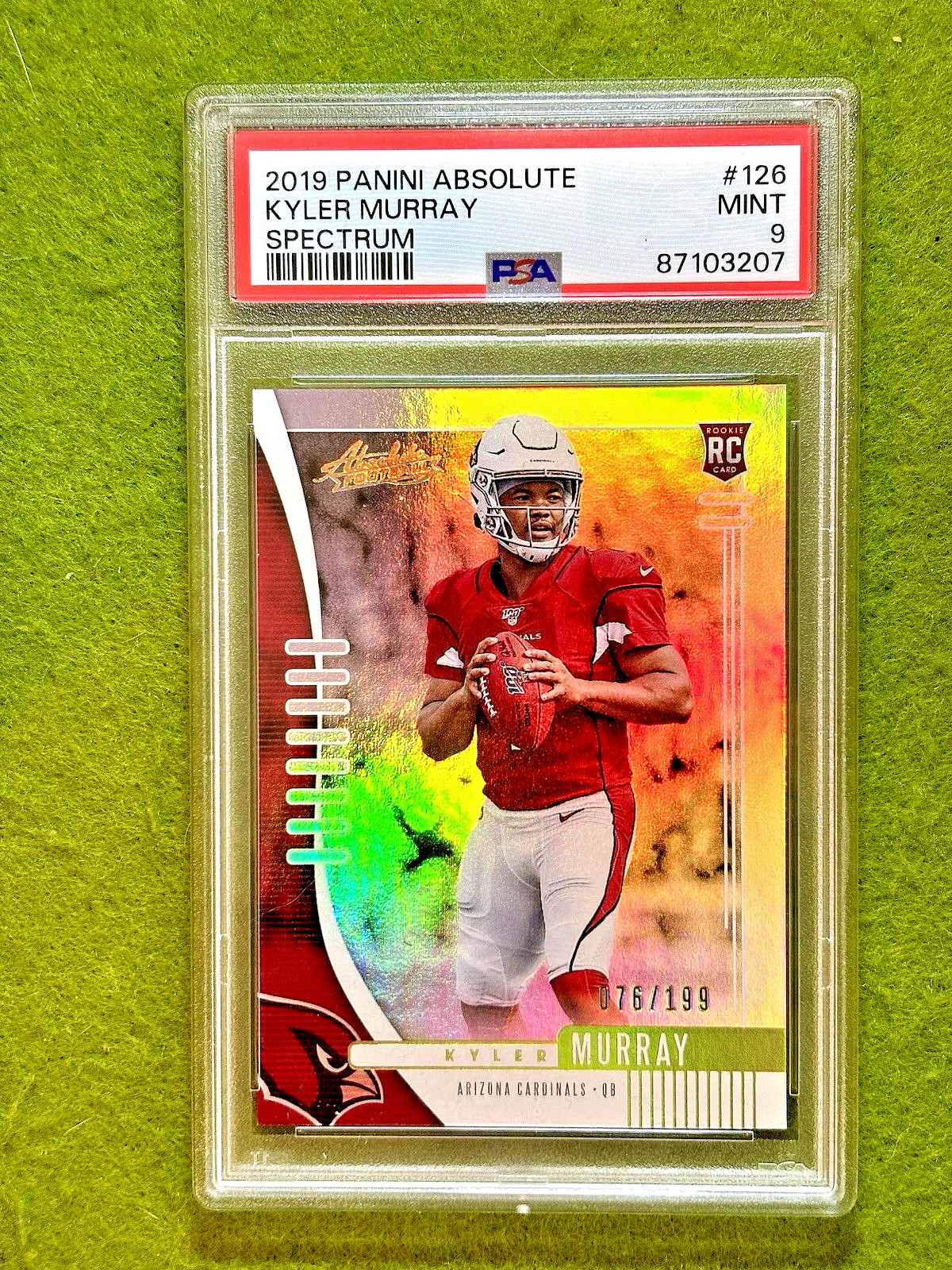 Kyler Murray SILVER PRIZM ROOKIE CARD # /199 SP PSA 9 RC 2019 Absolute  SPECTRUM