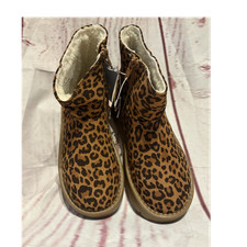 Cat Jack, Girls Leopard Print Ankle Bootie, Brown Black, Size 2 juniors