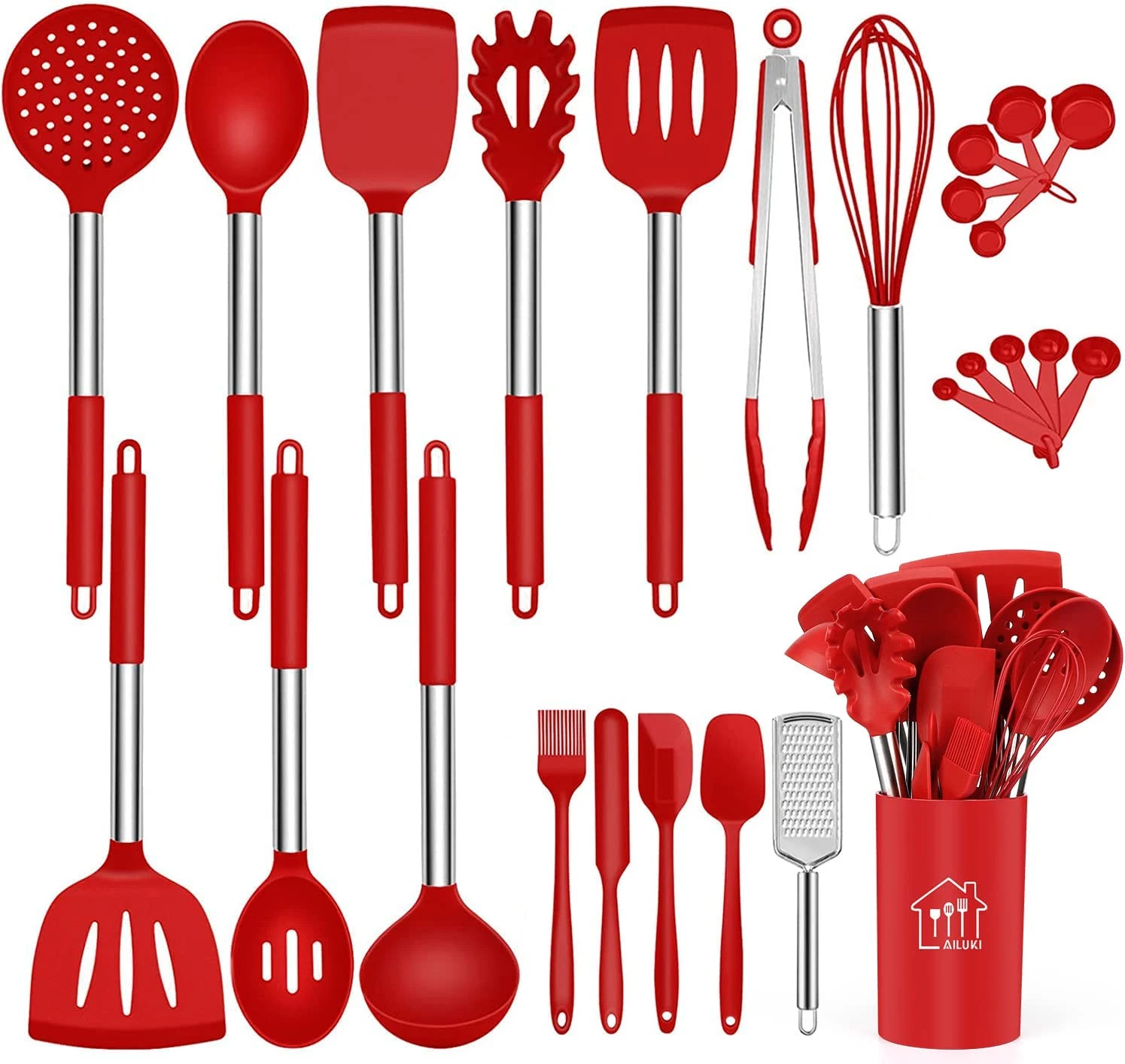 Silicone Cooking Utensil Set,Kitchen Utensils 26 Pcs Set,Non-Stick Heat Resistan