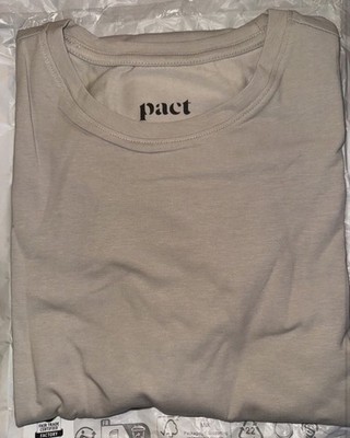 PACT Women s Organic Luxe Essential Crewneck Long Sleeve Tee -Nickel Grey Size S