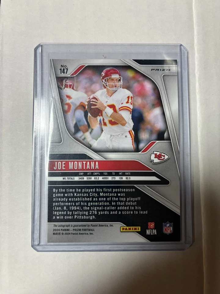 Autógrafos Panini Prizm - Joe Montana #147 Silver Prizm 2024 (AU) Foto 2 de 2