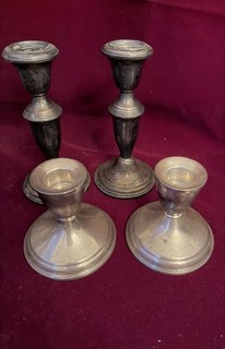 Antique Set of 4Sterling Silver Candlesticks Pattern 2 DOCHI & 2 EMORLE CANDLEST