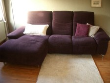 ECKSOFA  Garnitur "Global Bilbao" Design Objekt  mit Longchair links in bordeaux