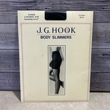 J G Hook Pantyhose Body Slimmers Control Top Average Black VTG NOS USA