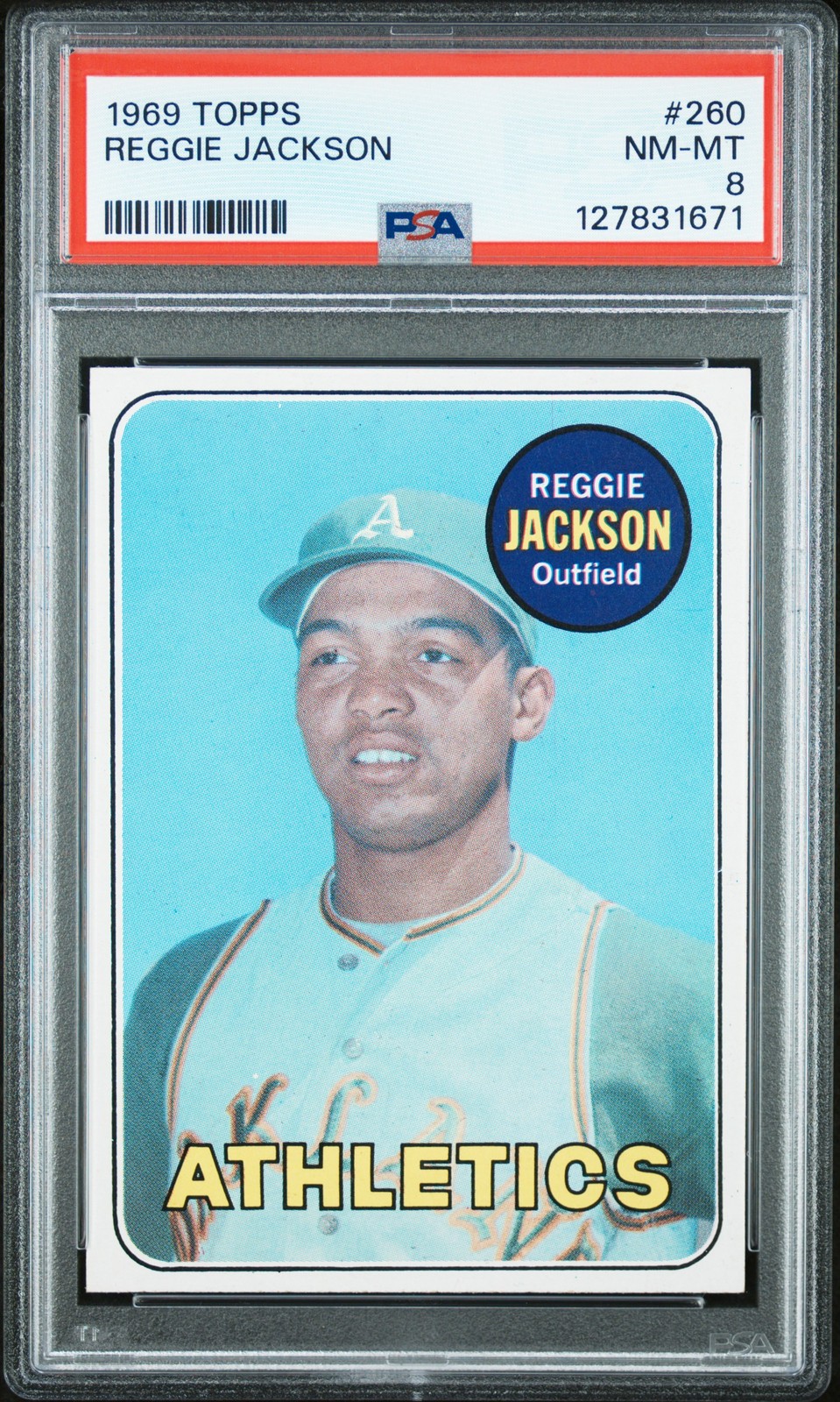 1969 TOPPS #260 REGGIE JACKSON ROOKIE RC PSA 8