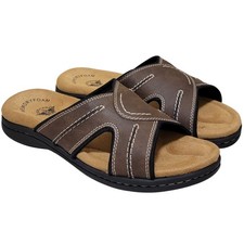 Dockers Men Sunland Casual Slide Sandals Size US 10W Dark Brown Faux Leather