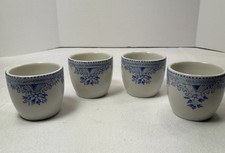 4 Rare Burleigh Asiatic Pheasant Blue Egg Cup English Cottage Shabby Farmhouse