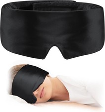 Silk Sleep Mask for Men Women Mulberry Silk Eye Mask Adjustable Travel Nap Black