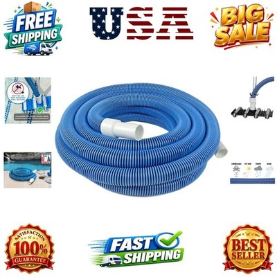 Manual Pool Vacuum Hose, 30 Ft x 1-1/2  for Inground & Above Ground Pools, No...