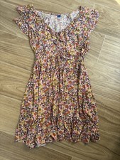 Old Navy Floral Fall Mini Dress Size L Flutter Sleeve Boho Cottagecore Romantic