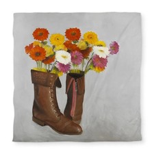 Boots with Daisies Floral Queen Size Duvet Cover - Home Decor C1DCQSW0OL3CO0