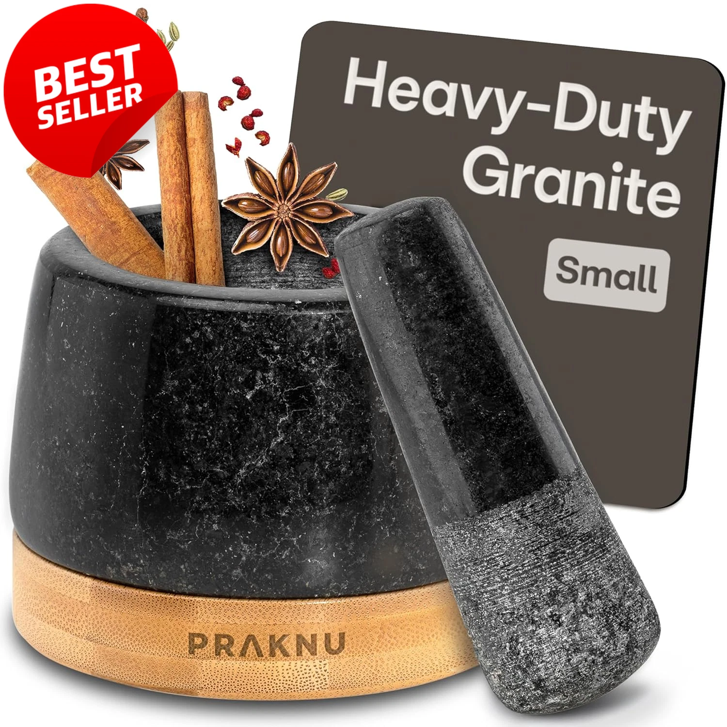 Granite Mortar and Pestle Set 1 Cup Small Herb Spice Grinder with Base - US