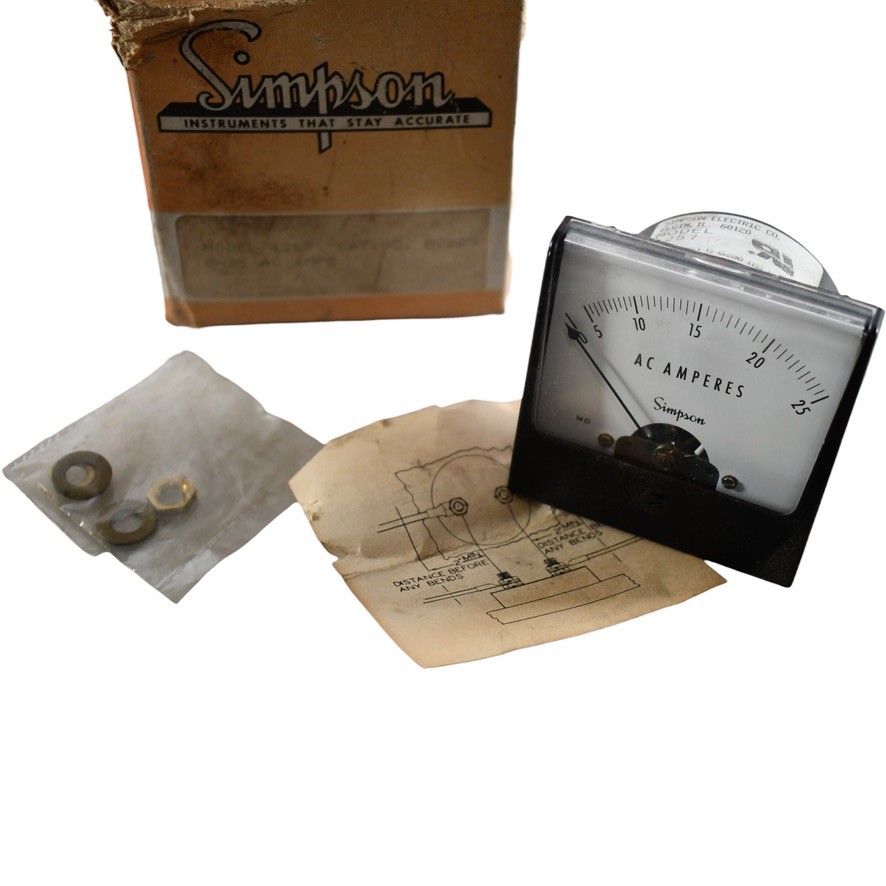 NEW Simpson 02609 Model 1257 AC Ammeter Panel Meter 0-25 AC Amps