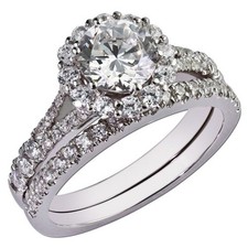 Diamond Engagement Band Set IGI GIA Lab Created Round 18K White Gold 1.20 Carat