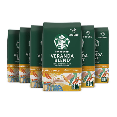 Starbucks Ground Coffee, Starbucks Blonde Roast Hot or Iced Coffee, Veranda Blen