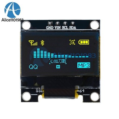 0.96'' Yellow &  I2C IIC 128X64 OLED Serial LCD LED Display Module for   *gi