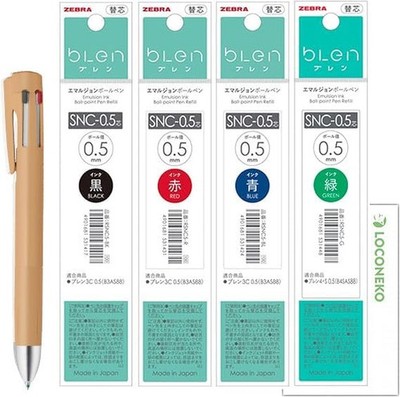 Zebra Multifunktionsstift Blen4+S B4S 88 [1 Stift + je 1 Mine in Schwarz, Rot, Bl