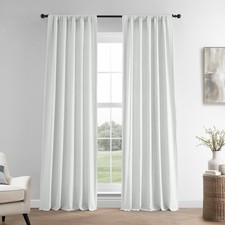 French Linen Curtains 96 Inches Long Room Darkening Curtains for Bedroom 
