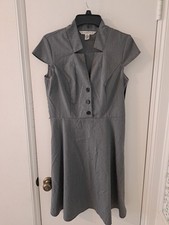 AA Studio Button Fit and Flare Gray & Black Size 8 Womens Work Teacher Dress