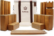 Rubber Wood Kubb Yard Game Set with Carry Bag  Giant Viking Tossing Chess Game,