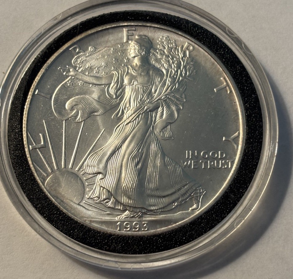 コレクション Liberty 1993 FINE SILVER ONE DOLLAR 1993 U.S. American Eagle Walking Liberty 1oz Fine Silver One