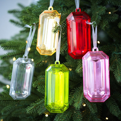 Schneeflockenmuster Kunststoff Quadrat Edelstein Anh?nger f��r Weihnachtsbaumsc
