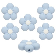 Knitting Needle Point Protectors, 6Pcs Needle Tip Stoppers Flower, Light Blue