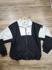 Vtg 90s Adidas Track Jacket Windbreaker Sz Xl Black White EXCELLENT Shape