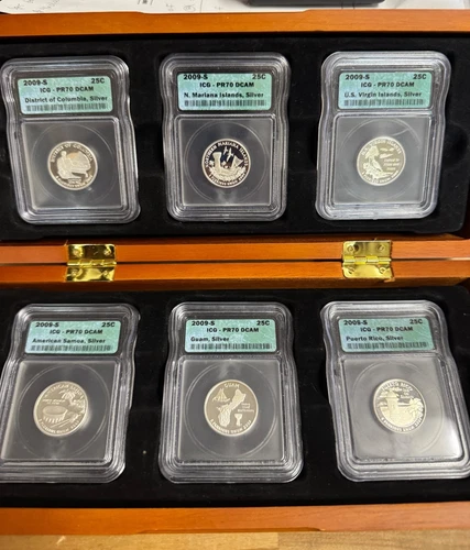 2009-S ICG PR70 DCAM FIRST DAY ISSUE 6 SILVER QUARTER PROOF SET NO RESERVE