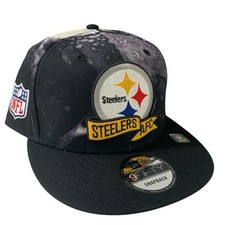 Pittsburgh Steelers New Era 9FIFTY NFL Lateral Tinta Tinta Negro Gorra Ajustable Sombrero