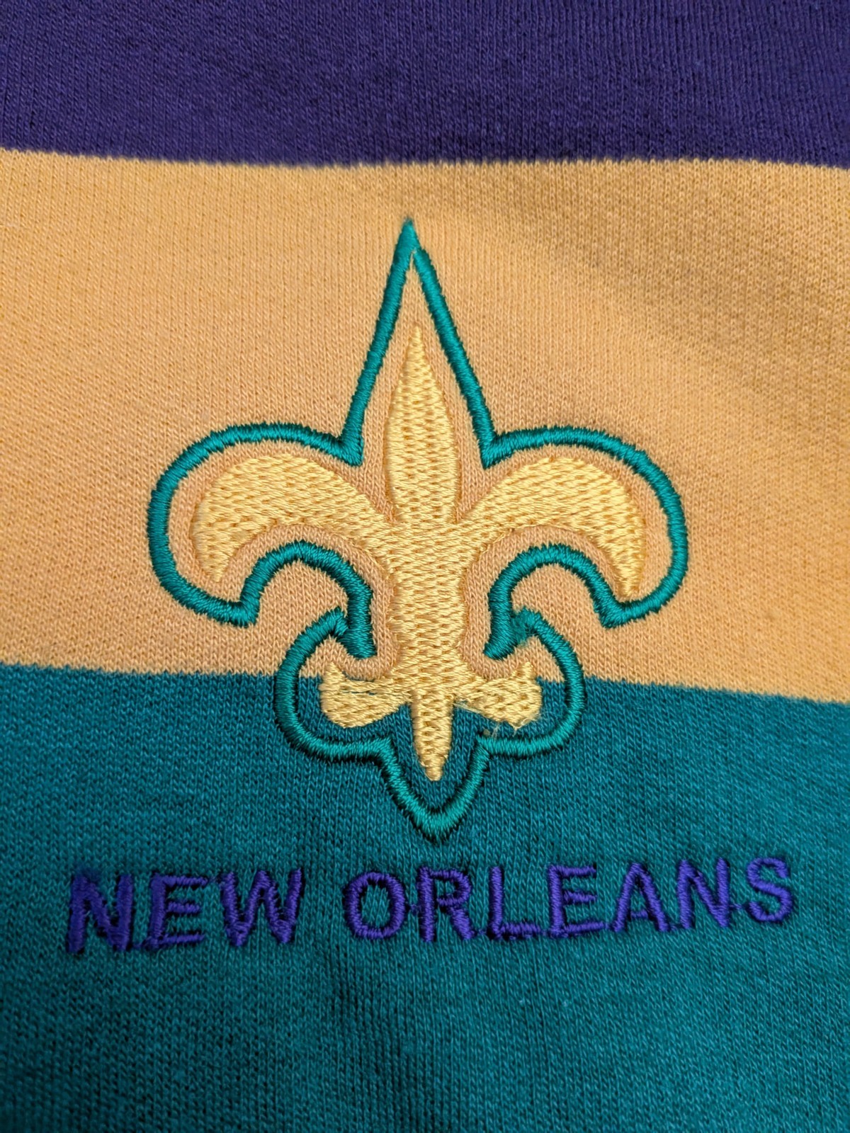 MARDI GRAS Green Yellow Purple Stripe KBW Sweatshirt With Hoodie Size 2XL