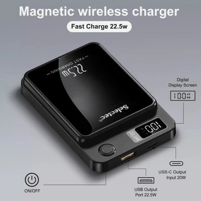 KOVOL Powerbank magnetico wireless 22,5 W Mag/Safe 20000 mAh PD per iPhone 15/14/13/12