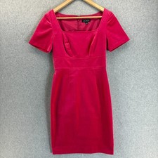 J Crew Hot Pink Square Neck Sheath Dress Stretch Velvet Size 0 Party Neon Prep
