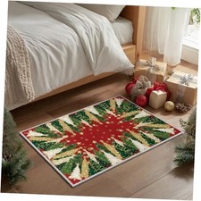 Red Xmas Tree Snowflake Christmas Door Mat, Winter Home Decor Low-Profile Non
