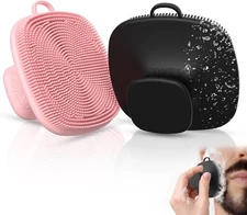 2 Pack Face Scrubber,Silicone Facial Cleansing Brush for Men & Black+pink 
