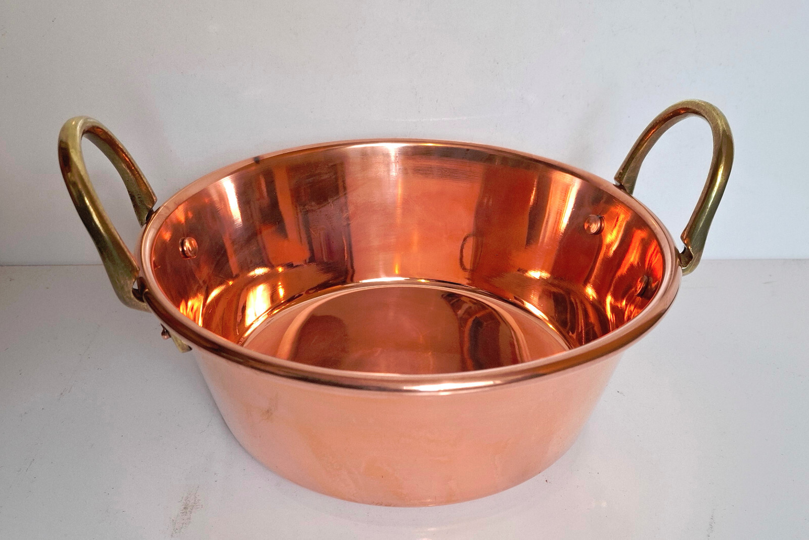 Abverkauf: 26 cm Kupferschüssel für Gasherd - Marmeladentopf Kupfer Rührtopf