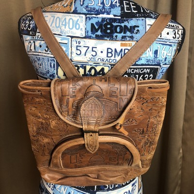 engraved leather backpack