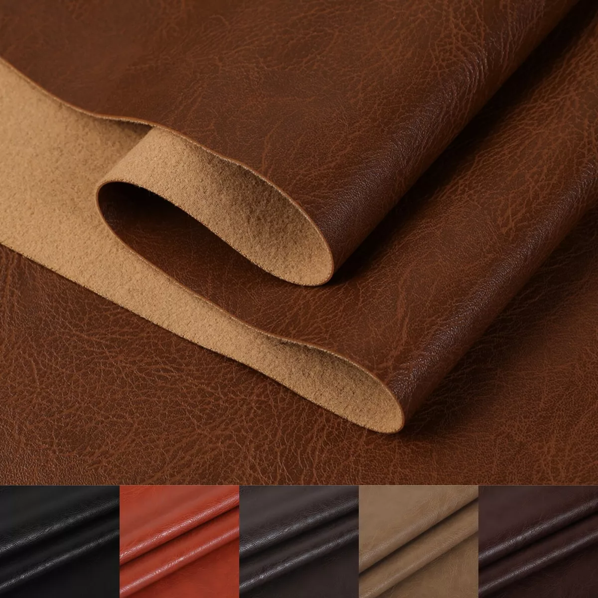 1.25mm Thick Heavy Duty PU Leather Fabric By the Yard Marine Grade