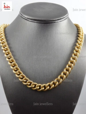 Echtes Gold 18 Kt, 22 Gold Chunky Napier Texturiertes Herren Halskette Kette - Bild 1 von 4