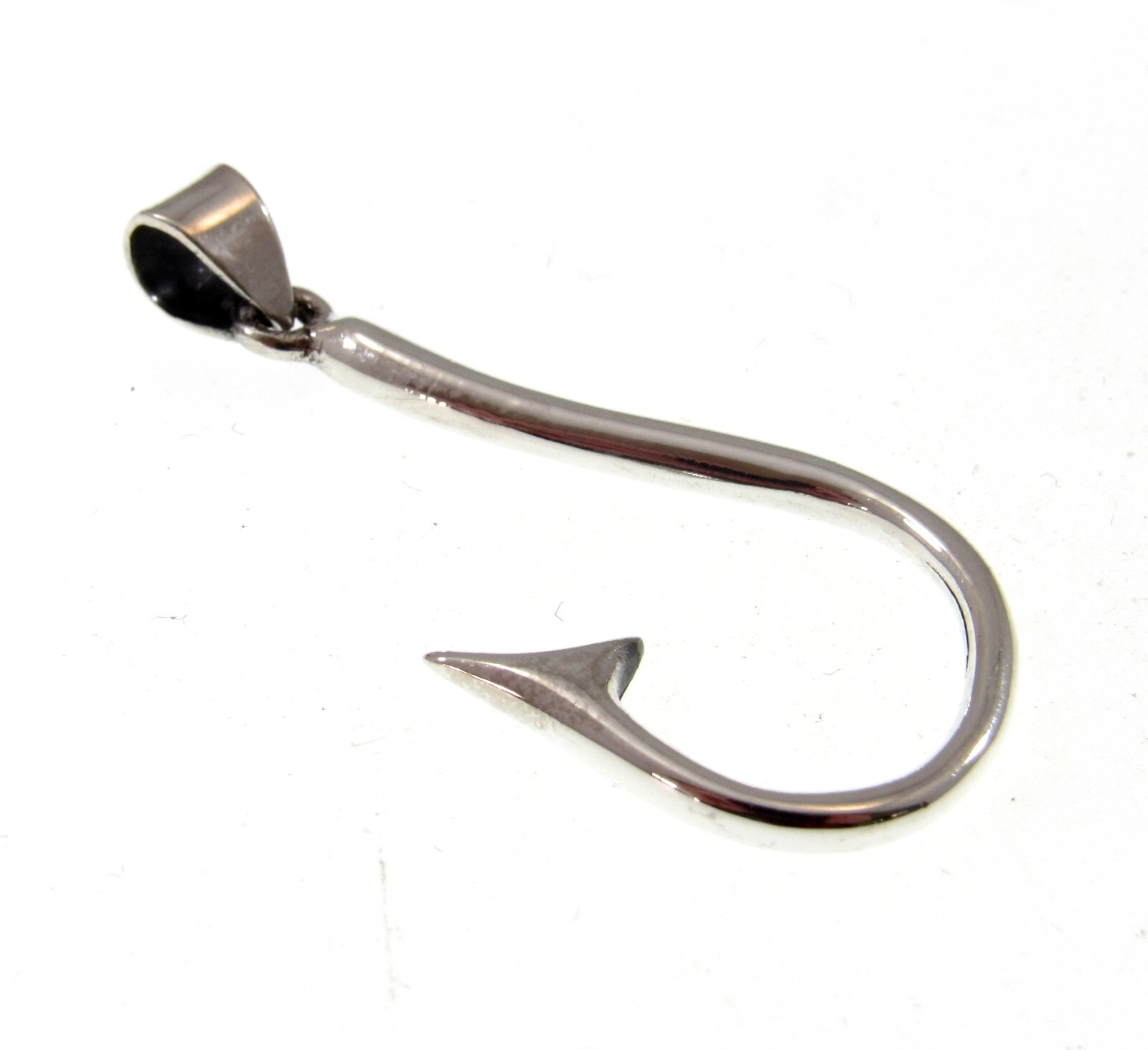 Handcrafted Solid 925 Sterling Silver Barbed J Hook Fish Hook Pendant